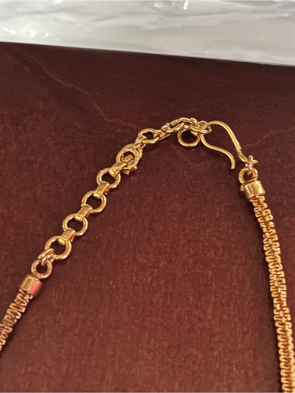 Gold-Women’s Dangle Necklace with Red and Clear Stones ❤️ - Picture 8 of 11